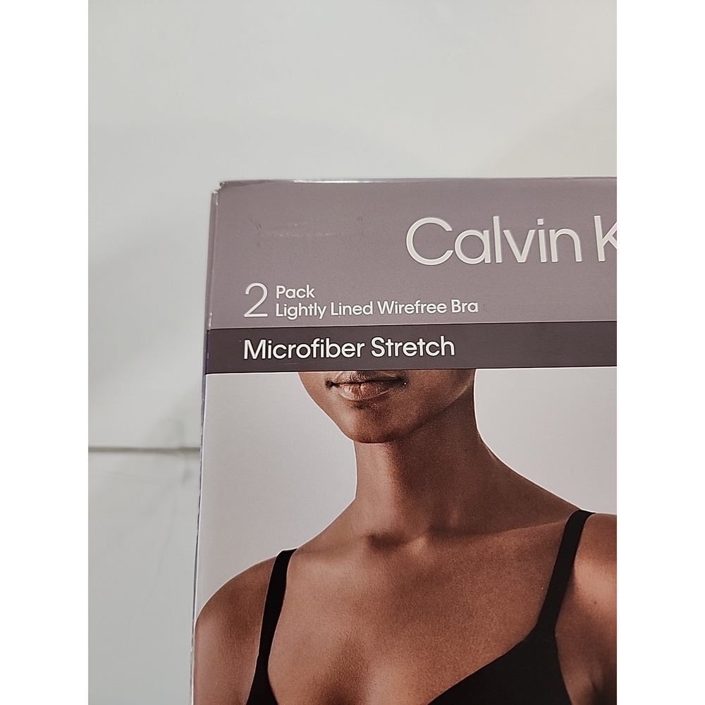 Calvin Klein Women's 2-Pack Lightly Lined Wirefree Bra Set Size XL - Black/Tan - Picture 2 of 6